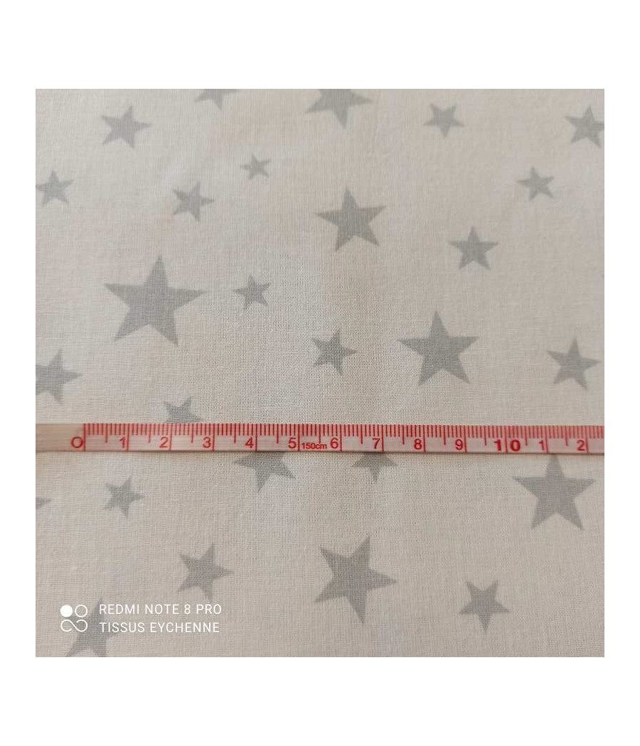 Tissu coton étoile - largeur 2m80 - blanc/gris