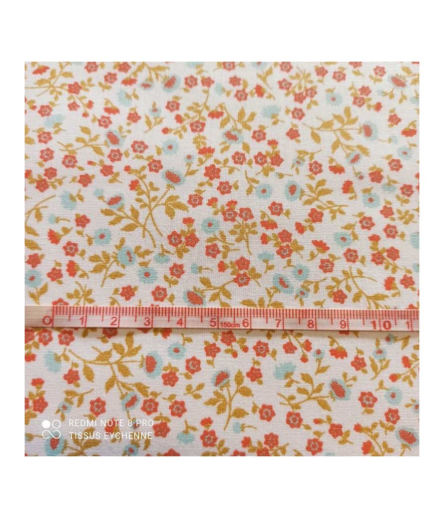 Coton Fleurs Elènie - brique