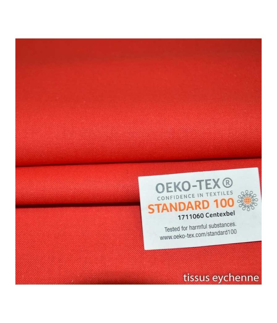 Tissu coton - 1m50 - Oekotex - rouge