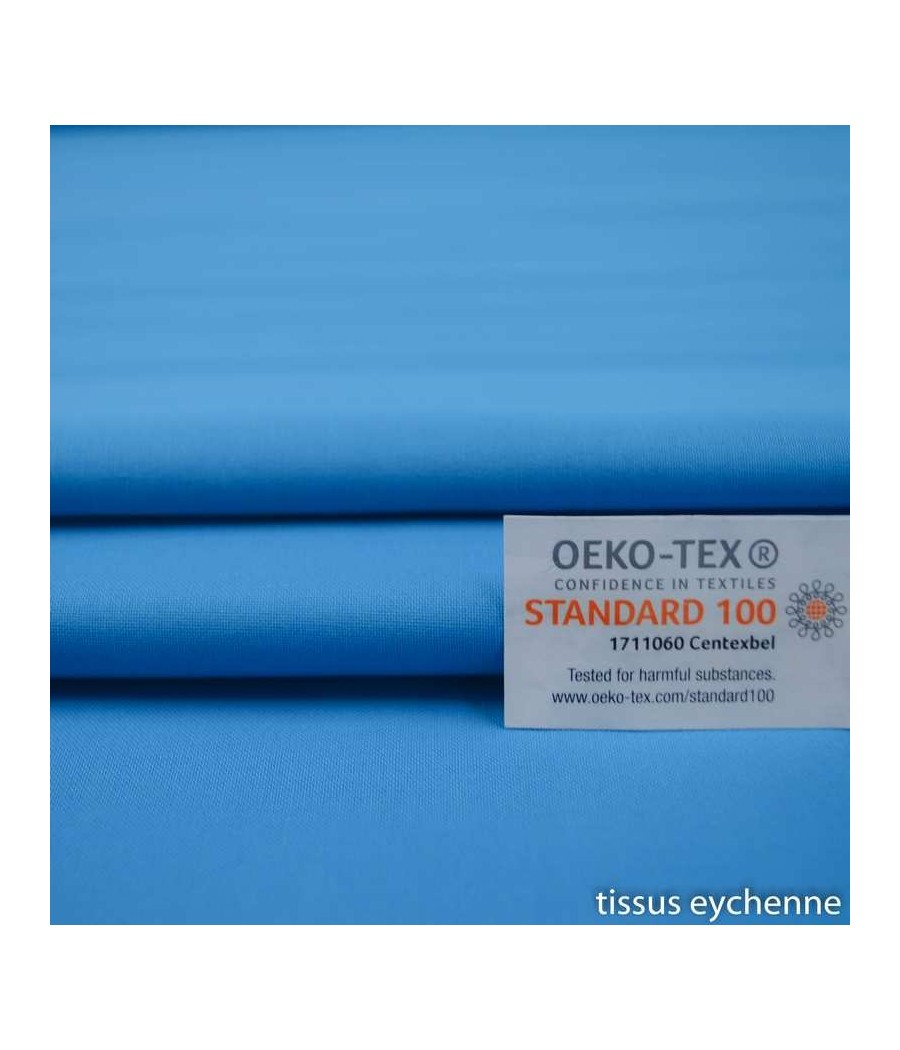 Tissu coton bleu turquoise foncé Oeko-tex