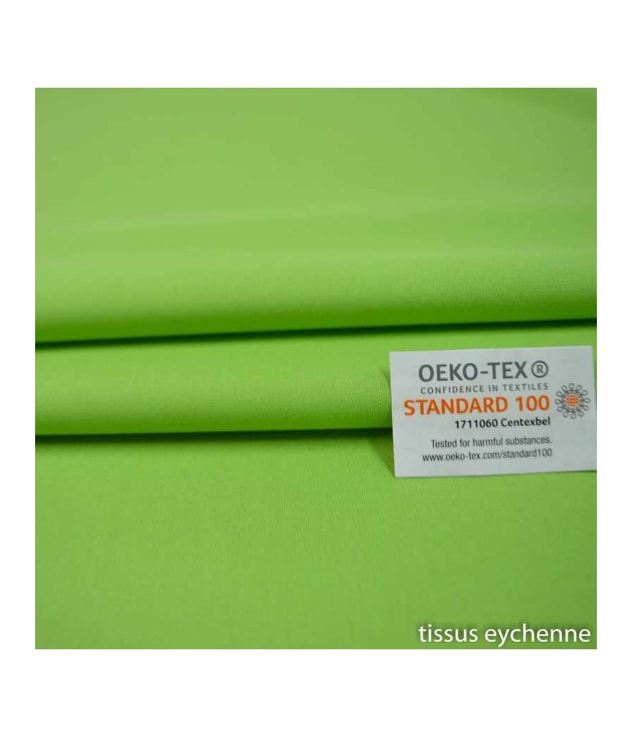 Tissu coton vert pistache Oeko-tex