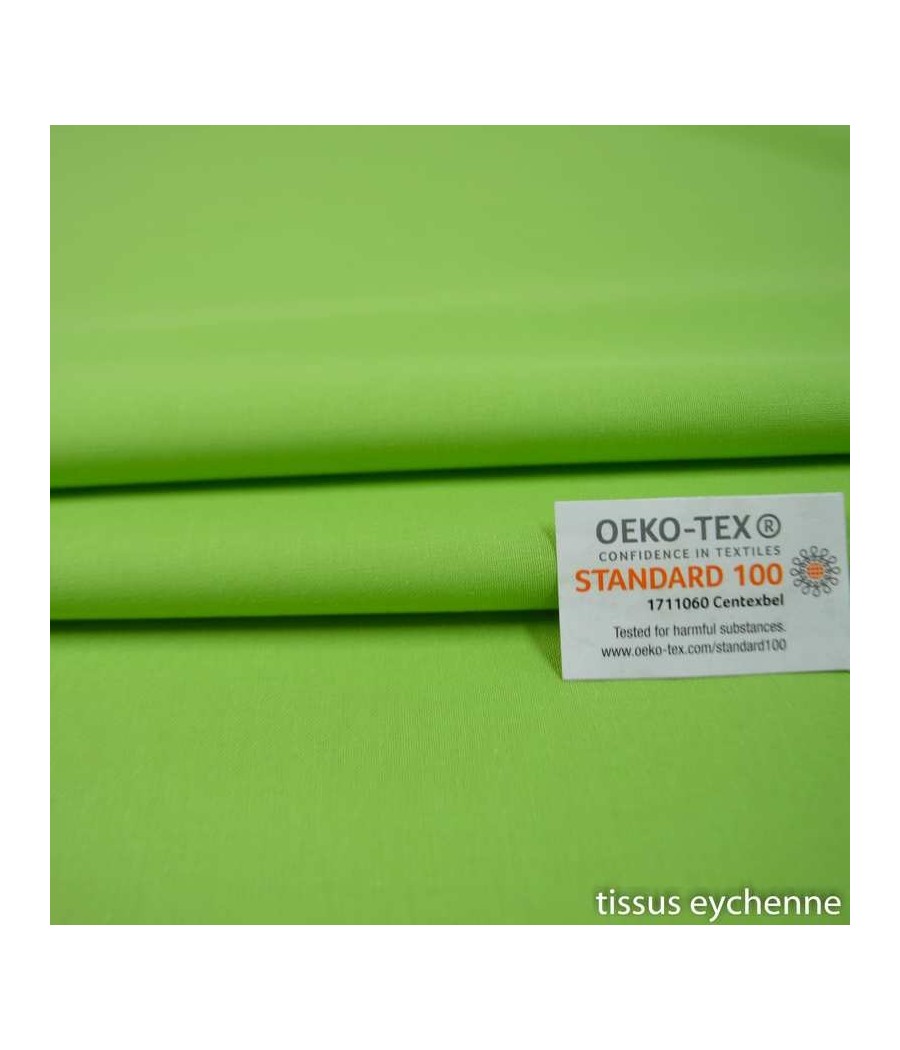 Tissu coton - 1m50 - Oekotex - vert pistache