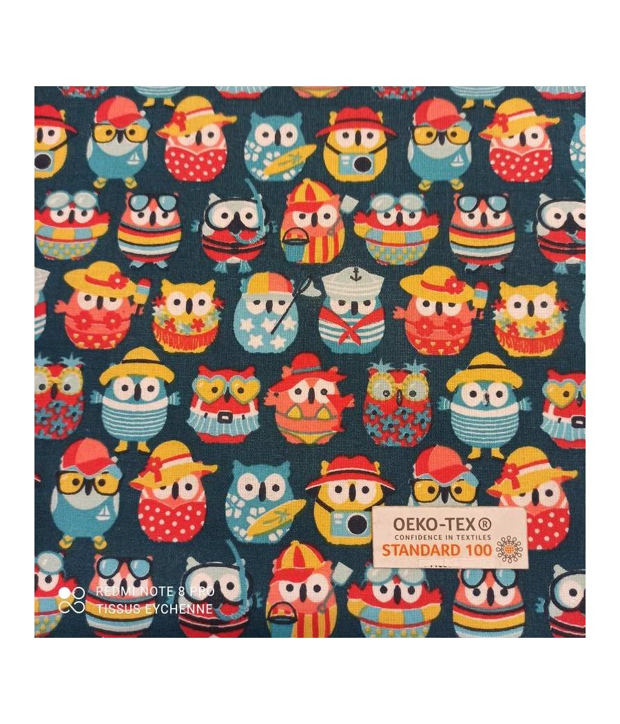 Tissu coton - mini hibou...