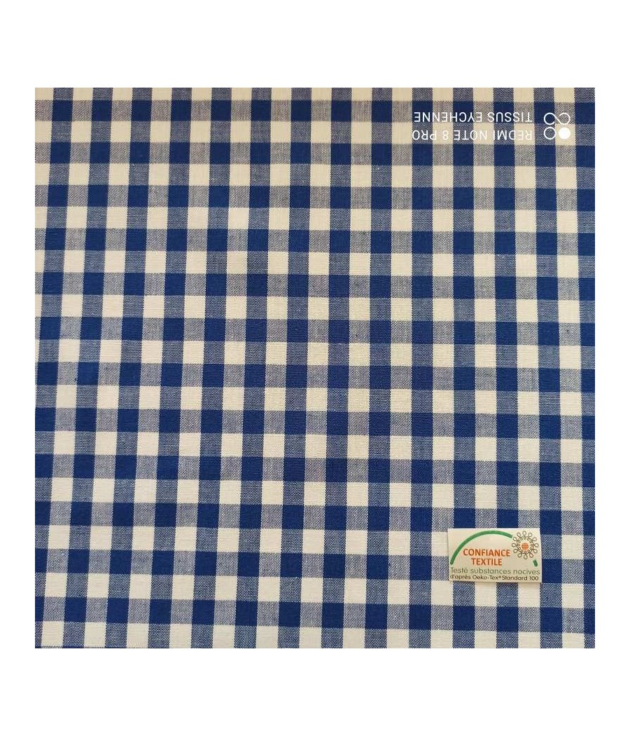 Tissu coton - mini Vichy 2mm - Oekotex - bleu