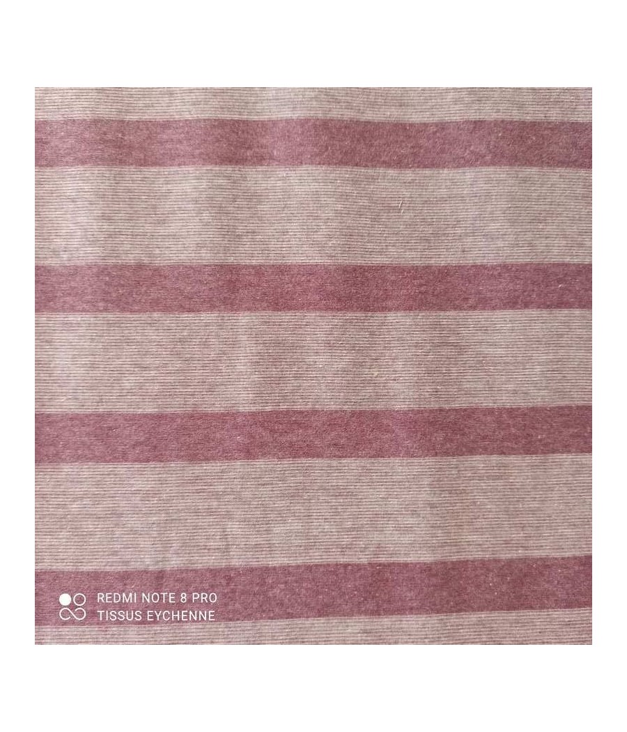 Tissu jersey de coton - rayure - bordeaux clair