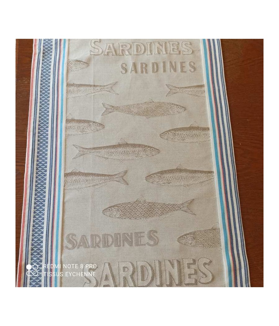 Torchons jacquard - sardines - 50x70cm