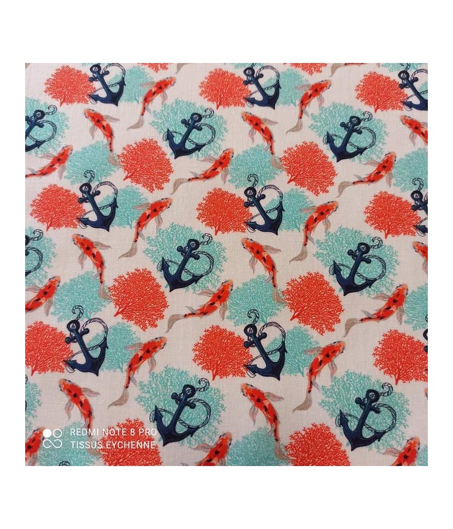 Coton poisson koï - blanc