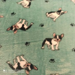 Tissu doudou - chien - vert...